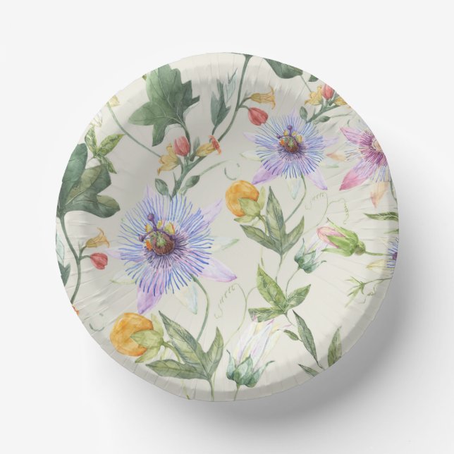 Bols En Carton Aquarelle Lilac Botanique Fleur & Fruit Motif (Recto)