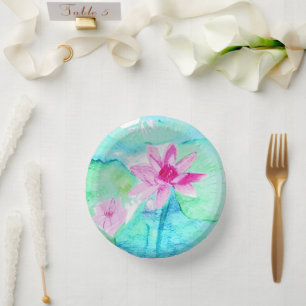 Bols En Carton Aquarelle Pastel Rose Lotus Fleurs