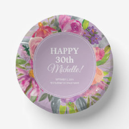 Bols En Carton Aquarelle rose violet Fleur sauvage 30e anniversai