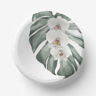 Bols En Carton Aquarelle tropicale exotique Orchidées blanches