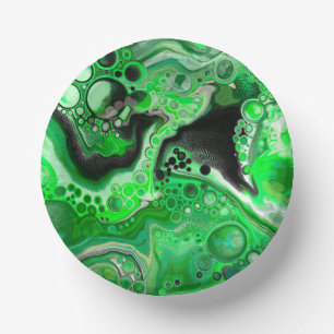 Bols En Carton Art numérique vert en marbre fluide