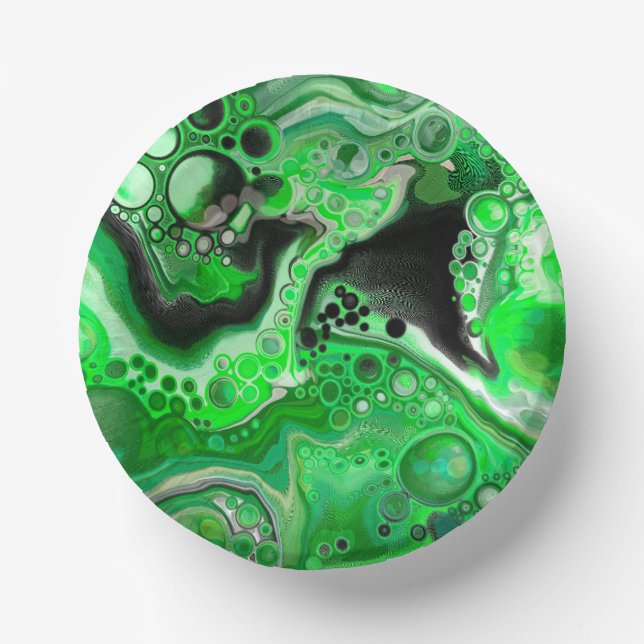 Bols En Carton Art numérique vert en marbre fluide (Recto)