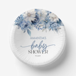 Bols En Carton Baby shower aux fleurs bleues poussiéreuses