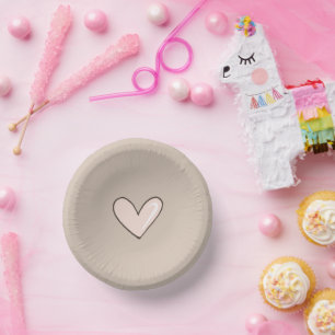 Bols En Carton Baby shower de coeur rose crème
