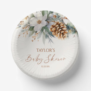 Bols En Carton Baby shower d'hiver Floral Pine Tree