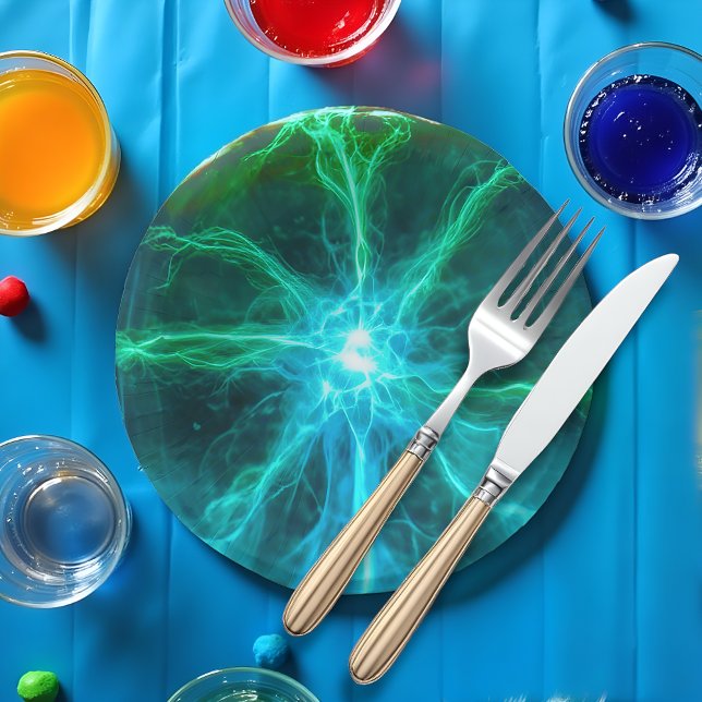 Bols En Carton Balle de plasma (Plasma ball paper plate for STEM and science themed parties )