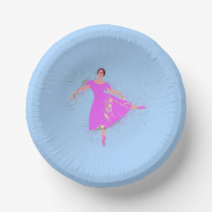 Bols En Carton Ballerina Danseuse en robe rose magenta