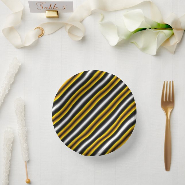 Bols En Carton Bandes arc-en-ciel blanc jaune (Mariage)