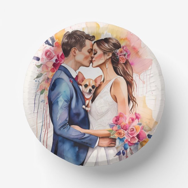 Bols En Carton Beau couple Mariage avec mignonne drôle (Recto)