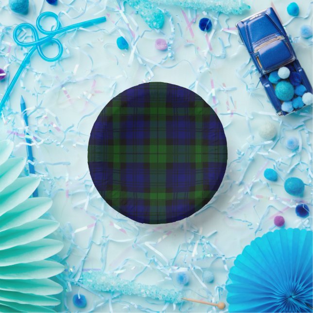 Bols En Carton Black Watch Tartan bleu vert Plaid (Fête)