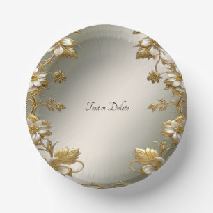 Bols En Carton Blanc Floral Orné d'Or
