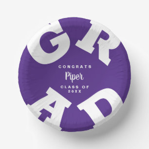 Bols En Carton Blanc sur Purple Graduation Personnalisée