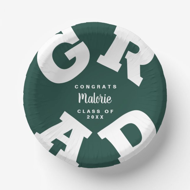 Bols En Carton Blanc sur Vert foncé Graduation (Recto)