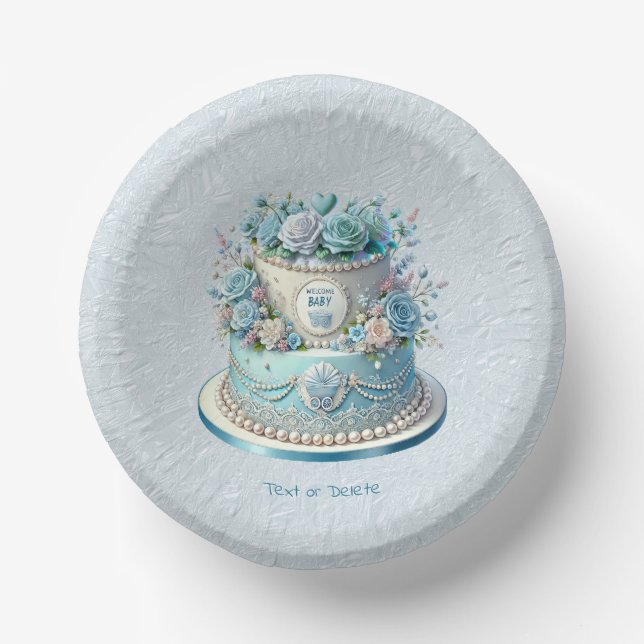 Bols En Carton Bleu fleur de gâteau Bol en papier (Recto)