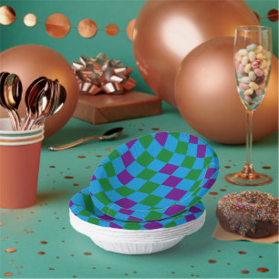 Bols En Carton Bleu Vert Motif à carreaux violet Design
