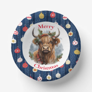 Bols En Carton Blue Baulables Noël Highlander Cow