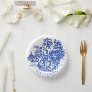 Bols En Carton Blue Willow Rabbit classique Whimsical Pottery Pap