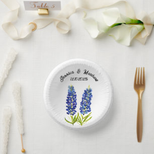 Bols En Carton Bluebonnets Bleu floral Boho Aquarelle Mariages