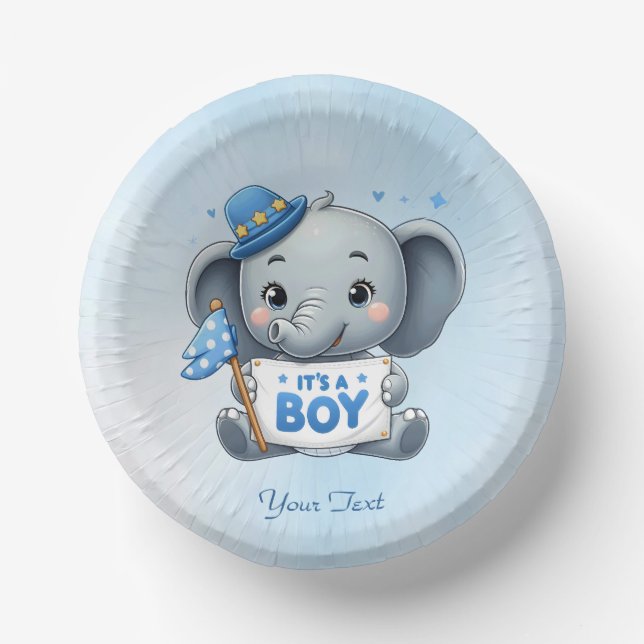 Bols En Carton Bol en papier bleu éléphant (Recto)