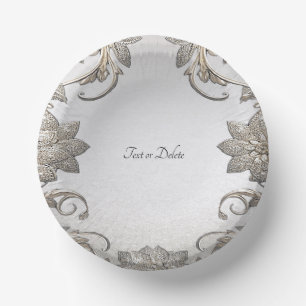 Bols En Carton Bol en papier floral argent