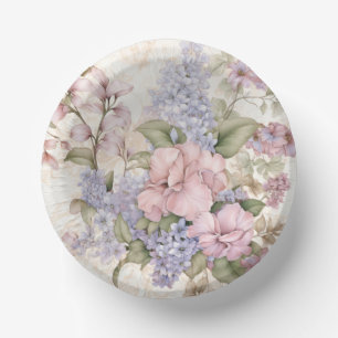 Bols En Carton Bol en papier floral rose violet