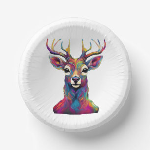 Bols En Carton Bol en Papier - L'oeuvre d'Art Cerf Coloré