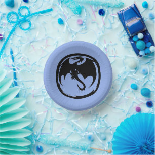 Bols En Carton Boules en papier bleu Dragon noir