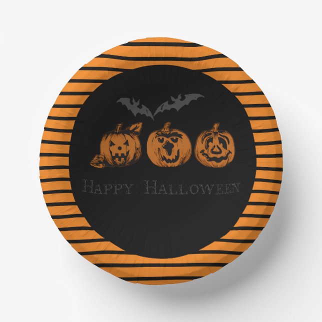 Bols En Carton Boules en papier Halloween/citrouille/chauve-souri (Recto)