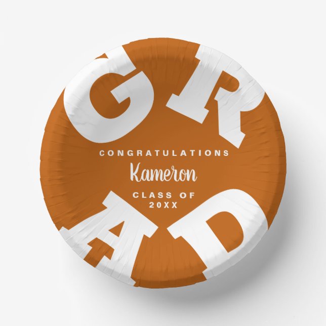 Bols En Carton Brûlé orange et blanc gras Graduation (Recto)