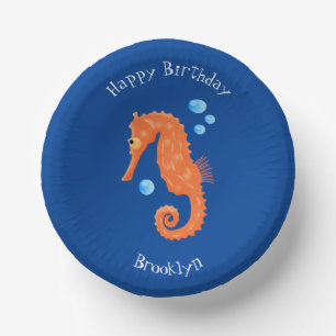 Bols En Carton Caricature de bulles d'hippocampe orange