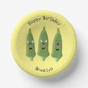 Bols En Carton Caricature de légumes de l'okra chantante mignonne