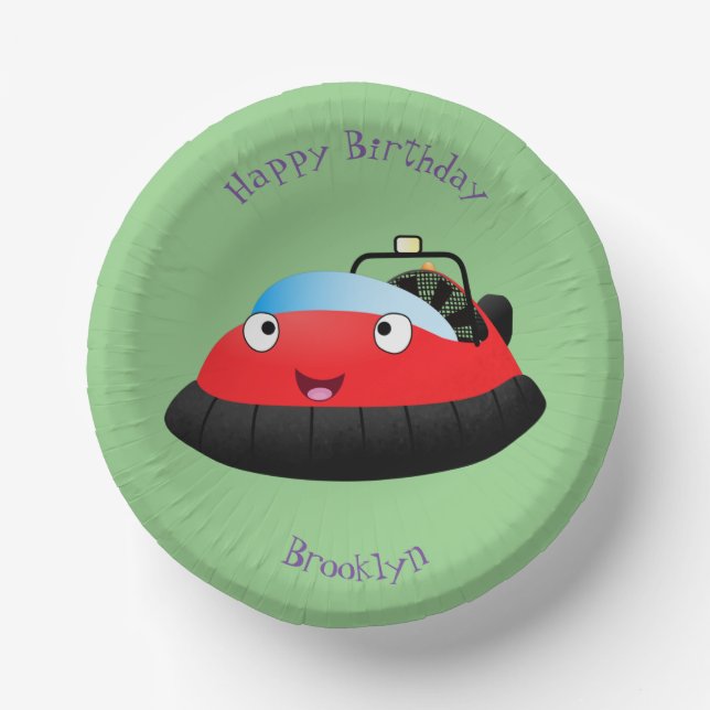 Bols En Carton Caricature d'hovercraft rouge joyeux (Recto)