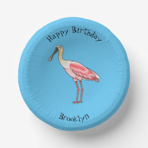 Bols En Carton Caricature d'oiseau de spatule de rose