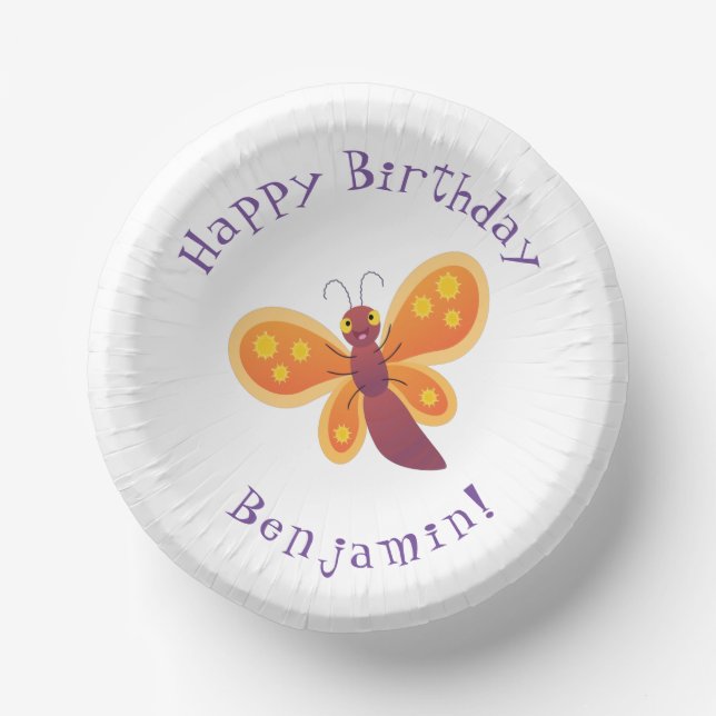 Bols En Carton Caricature joli papillon orange (Recto)