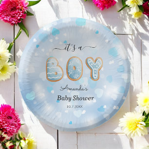 Bols En Carton C'est un Baby shower Garçon Bleu Blanc