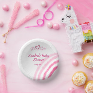 BOLS EN CARTON C'EST UNE DOUCHE DE BÉBÉ FILLE ARC-EN-CIEL PASTEL