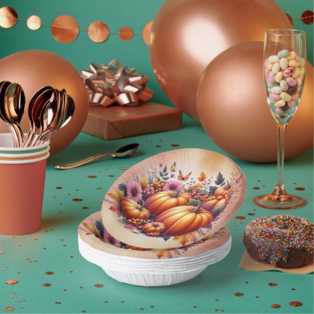 Bols En Carton Chute ou Thanksgiving Dessert Bowles jetables (Multi)