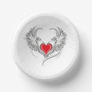 Bols En Carton Cœur d'ange rouge avec des ailes