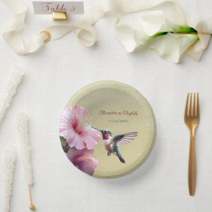 Bols En Carton Colibri et Hibiscus Mariage jaune