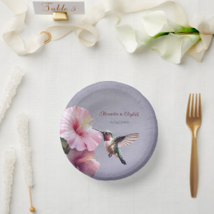 Bols En Carton Colibri et Hibiscus Mariage pourpre