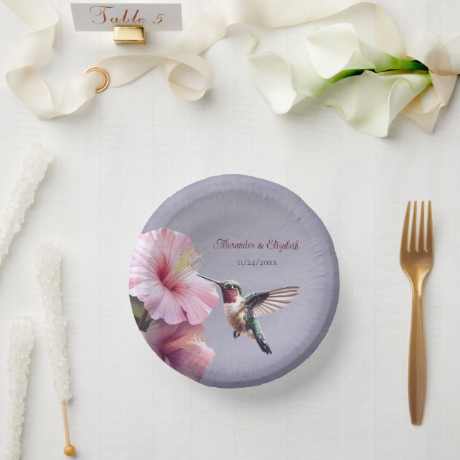 Bols En Carton Colibri et Hibiscus | Mariage pourpre (Mariage)