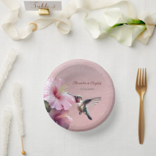 Bols En Carton Colibri et Hibiscus Mariage rose