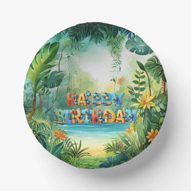 Bols En Carton Cute Dinosaur Papier Bowl (Recto)