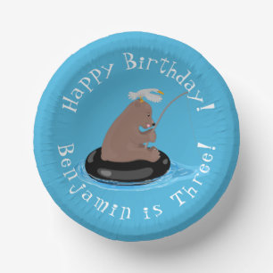 Bols En Carton Cute ourson ourson pêche anniversaire personnalisé