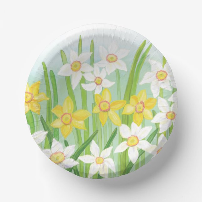 Bols En Carton Daffodiques à ressort blanc et jaune (Recto)