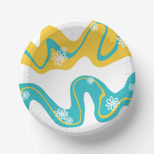Bols En Carton Daisy Groove - Turquoise et jaune