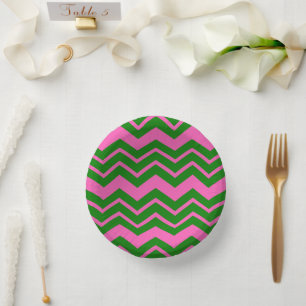 Bols En Carton Dessin chevron zigzag vert rose