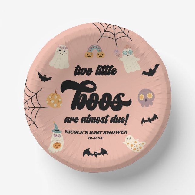 Bols En Carton Deux petits boos jumeaux Baby shower d'Halloween (Recto)