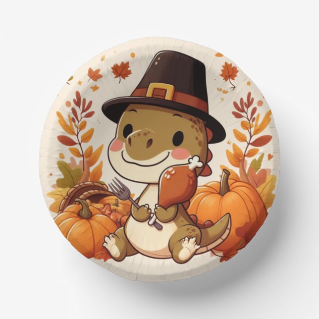 Bols En Carton Dinosaur de Thanksgiving mignon (Recto)
