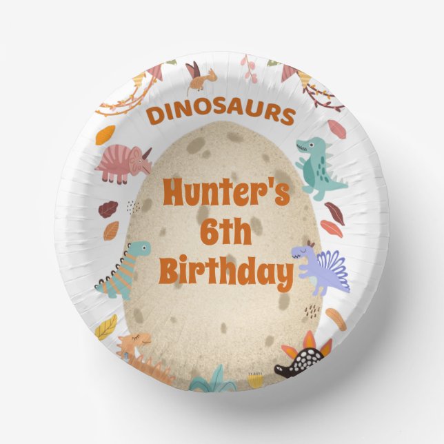 Bols En Carton Dinosaur fête d'anniversaire avec l'oeuf géant Din (Recto)